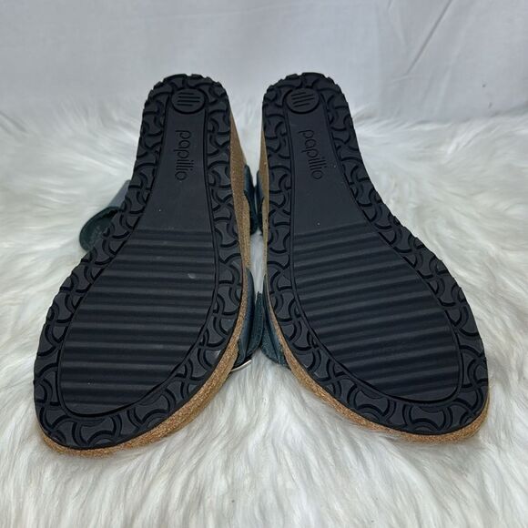 Papilio By Birkenstock Solely Metallic Blue Grey Nubuck Wedge Sandals Sz 36/US 5 - Picture 7 of 7